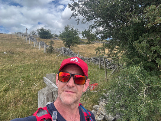 Frazer on a training run in the Peak District